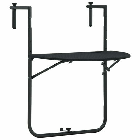Walmeck Hanging Balcony Table Black 23.6"x25.2"x32.9" Rattan Look