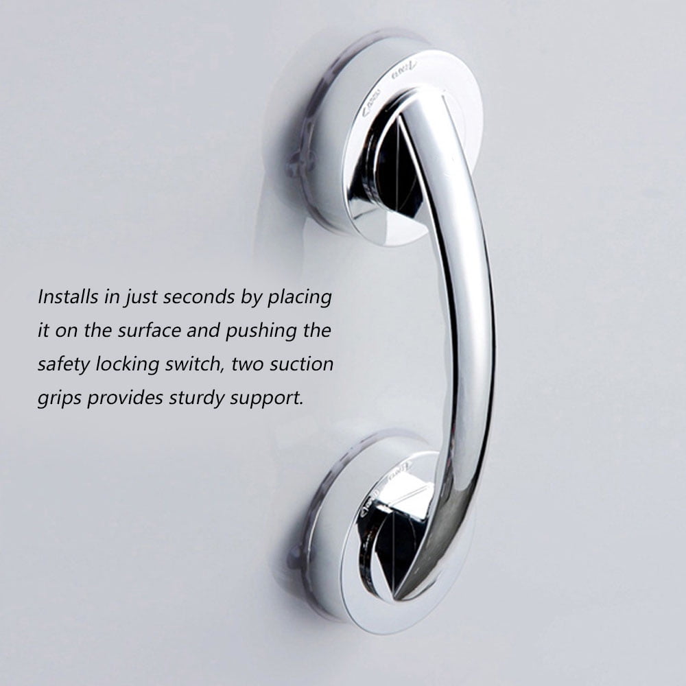 Walmeck Nopunching Bathroom Suction Cup Handle Grab Bar for Shower