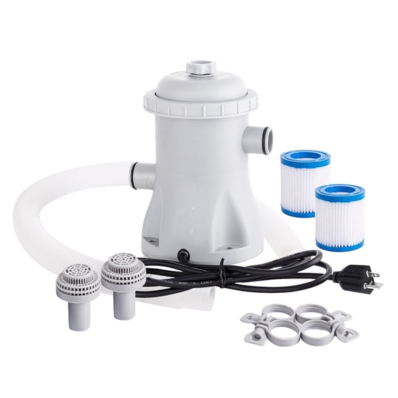 Walmeck Pool Filter Pump Energy Efficient 16W with Filter Cartridges, Gray ABS, 8.66*8.26*8.26"
