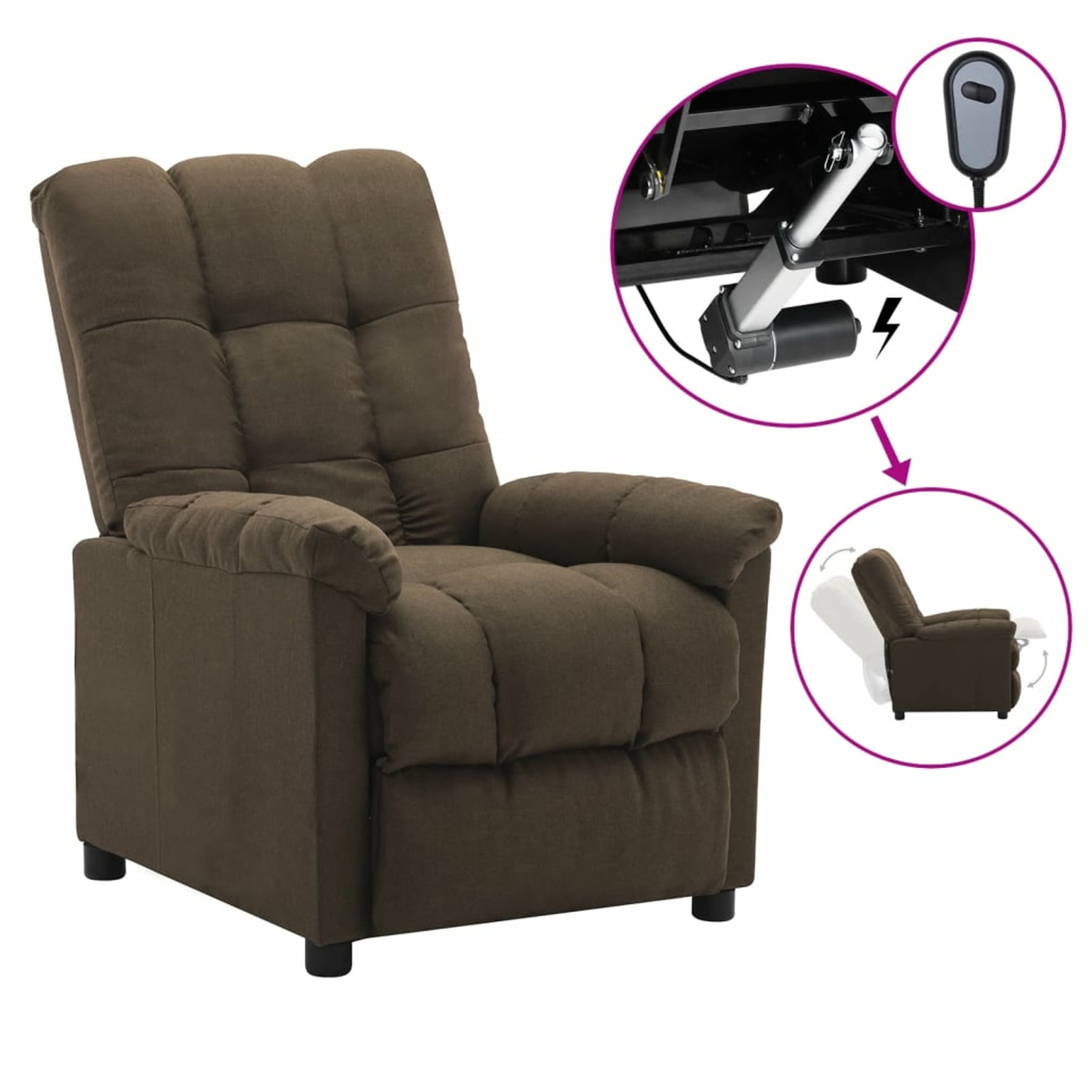 Eldridge Brown Fabric Electric Recliner with Adjustable Comfort