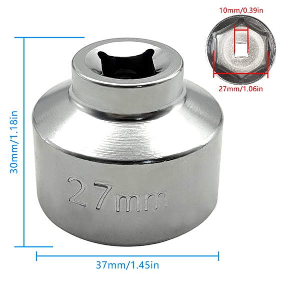 Walmeck Socket,Low Profile OilA-class Kia 27mm Low Profile SocketA-classAnd Others A-class KiaWrench 6-point Socket Oil Filter Wrench Profile Oil Filter