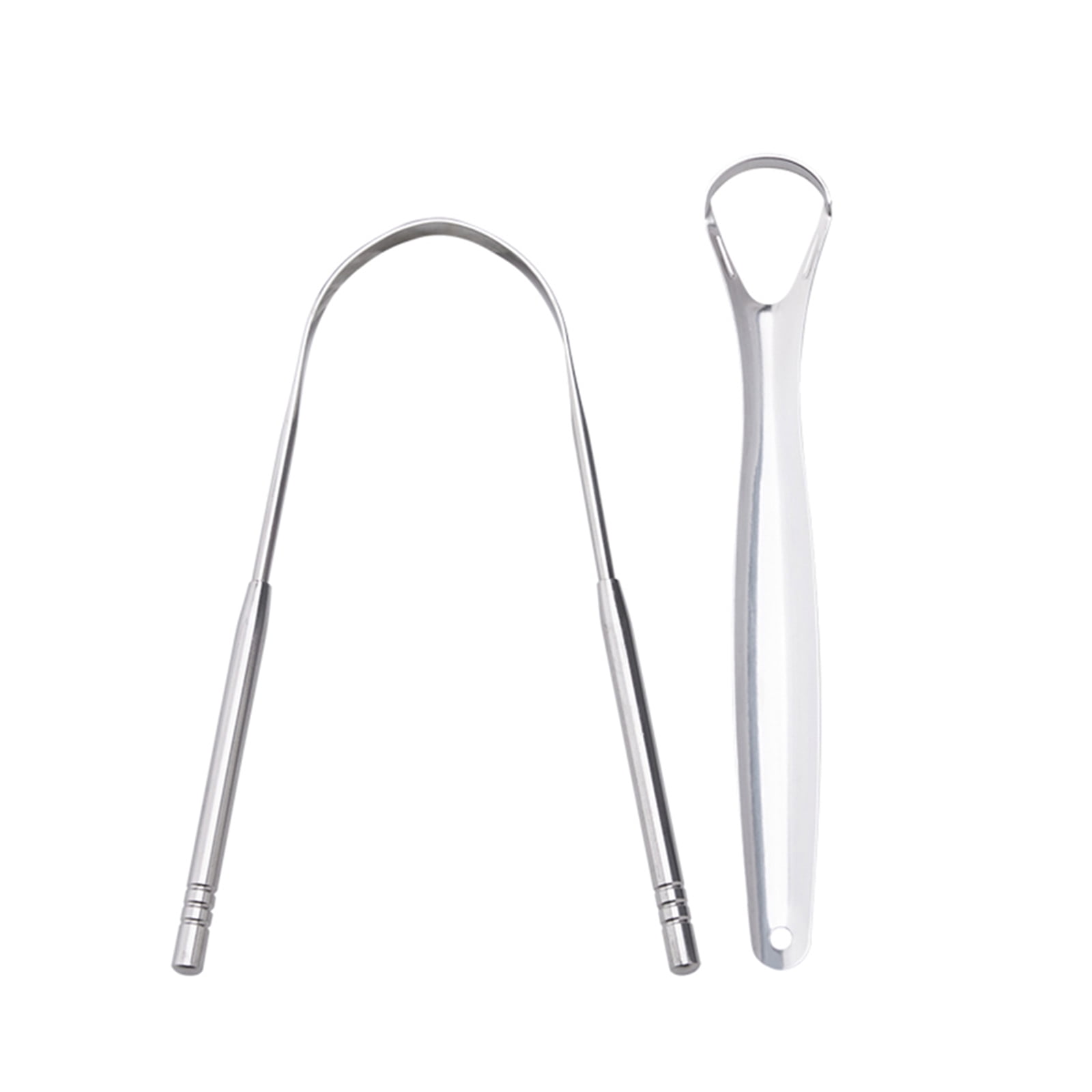 Walmeck Tongue Scraper 2 Pack in Different Shapes Reduce Bad Breath Stainless Steel Tongue