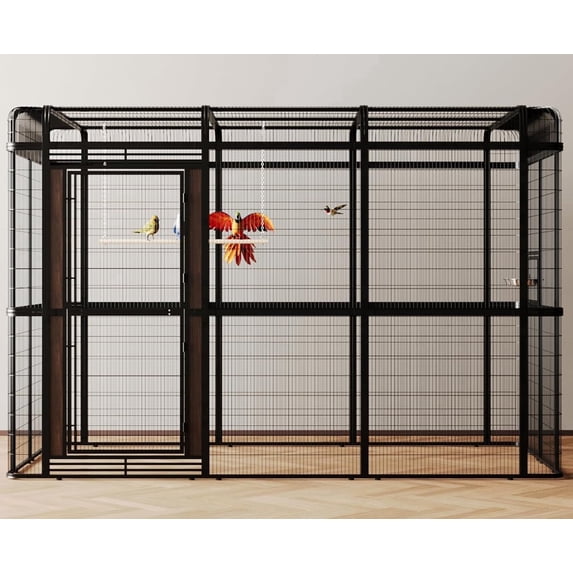 Walnest 10ft Extra Large Birdcage Heavy Duty Bird Aviary with 2 Feeding ...