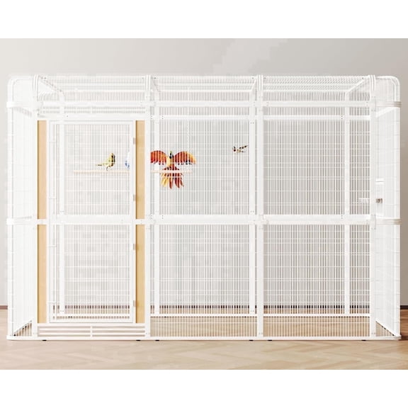 Walnest 10ft Extra Large Birdcage Heavy Duty Bird Aviary with 2 Feeding Bowls& Feedable Door for Parrot Eagle Pigeon Hornbill(white)