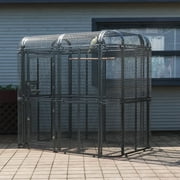 Walnest 77in Extra Large Bird Cage,Heavy Duty Bird Aviary with 2 Feeding Bowls& Feedable Door for Parrot Eagle Pigeon Hornbill(Silver&Grid)