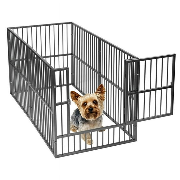 Walnest Dog Playpen 31.5" Height Puppy Pen,Heavy Duty 31"- 63" Inch Extendable, Safe and Sturdy Dog pens, Easy Assemble for Outdoor Indoor pet playpen,Black with silver spots