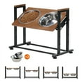 thumbnail image 1 of Walnest Elevated Dog Bowls Stand with 2 Stainless Steel Dishes&Non-Slip Feet,Adjustable Raised Cat Dog Bowl Stand Feeder Dog Food and Water Bowls for Medium/Large Dogs Cats and Pet,Walnut, 1 of 9