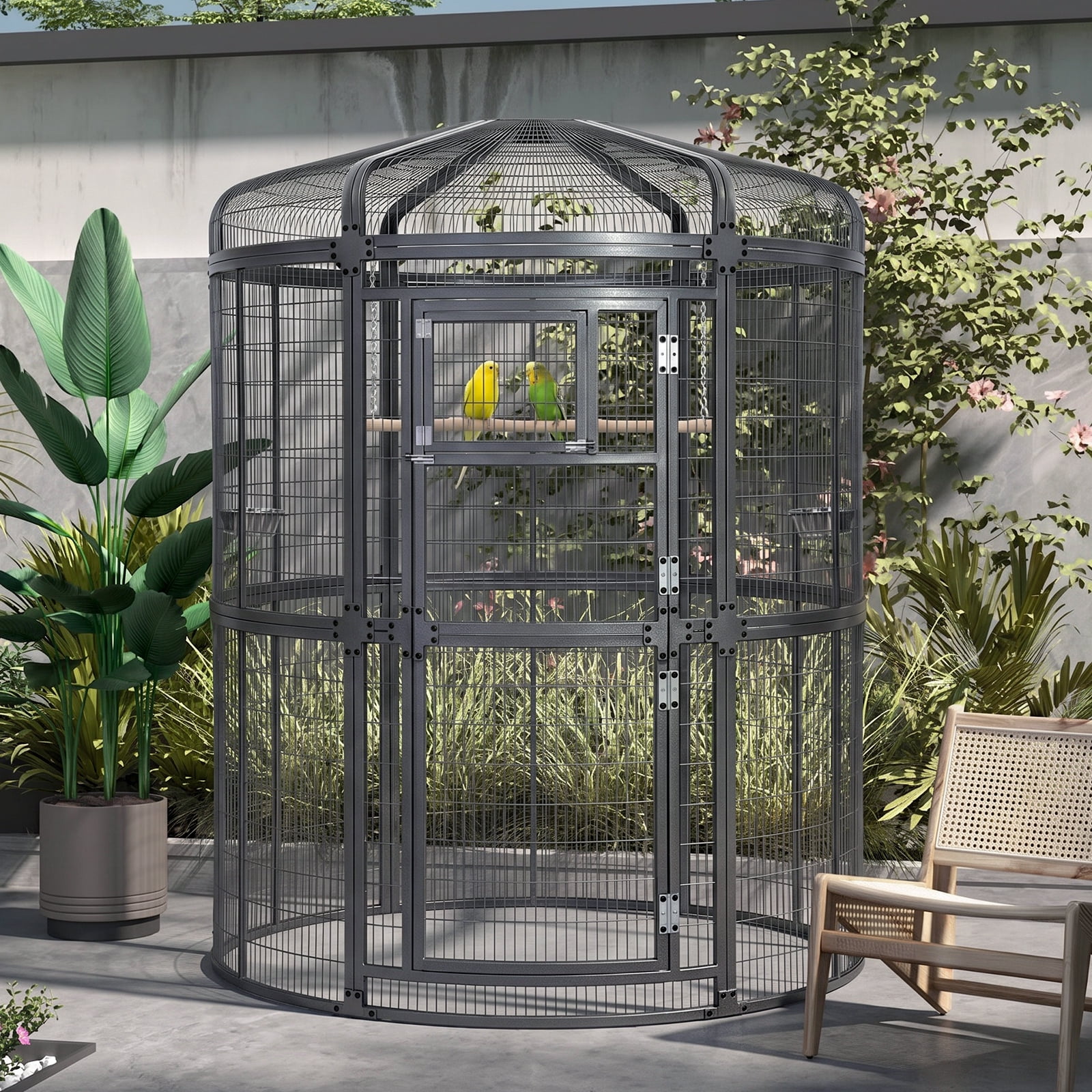 Walnest Extra Large Walk-in Bird Cage, Heavy Duty Outdoor Round Bird ...