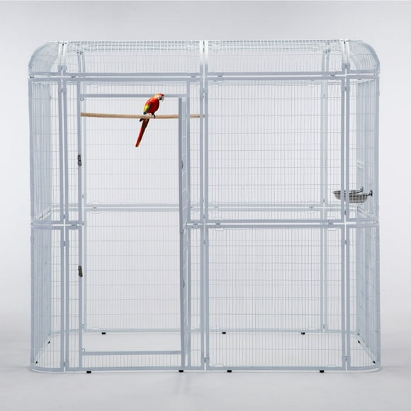 Walnest Extra Large White Bird Outdoor Iron Aviary Doves Cage,Heavy Duty Parrot cage Walk in Aviary Flight Pet Offer(86.40 x 63.60 x 81.60 Inches）
