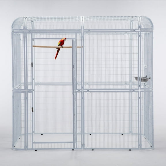 Walnest Extra Large White Bird Outdoor Iron Aviary Doves Cage,Heavy Duty Parrot cage Walk in Aviary Flight Pet Offer(86.40 x 63.60 x 81.60 Inches)