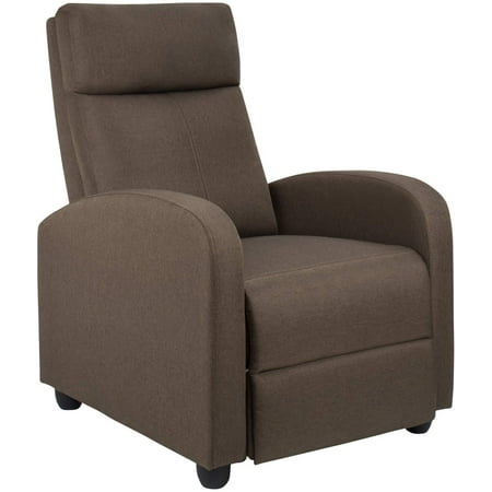 Walnew Brown Fabric Single Sofa Recliner with Padded Seat and Backrest, Multi-Positions