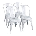 thumbnail image 1 of Lacoo Set of 4 Distressed Style Stackable Kitchen Dining Bistro Cafe Metal Chairs, Distressed White, 1 of 6