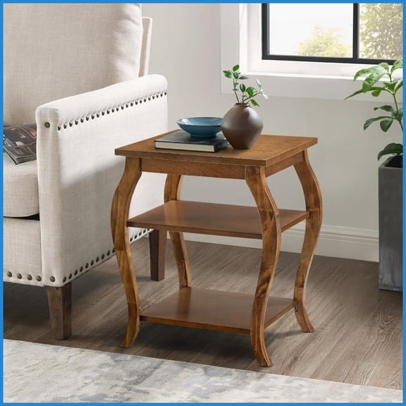 Walnut 2-Shelf Coffee Table for Living Room: Space-Saving & Stable Storage Solution