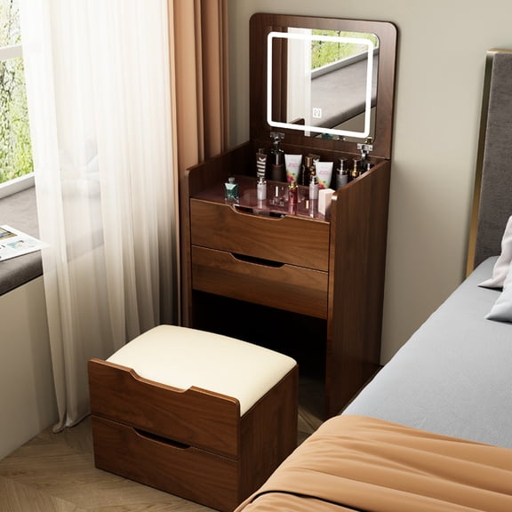 Walnut 3-in-1 Dressing Table / Organize Beauty Tools, Serve as Display Table