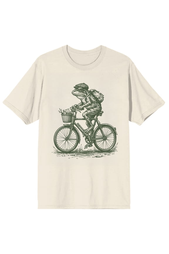Walnut & 39th Frog on Bike Unisex Adult Short Sleeve Graphic T-Shirt-Small