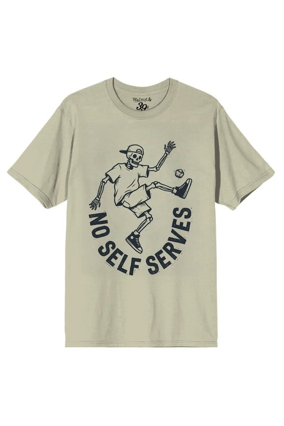 Walnut & 39th No Self Serves Men's Graphic Tee Vintage Skeleton Soccer Art Short Sleeve Crew Neck Cotton T-Shirt-3XL