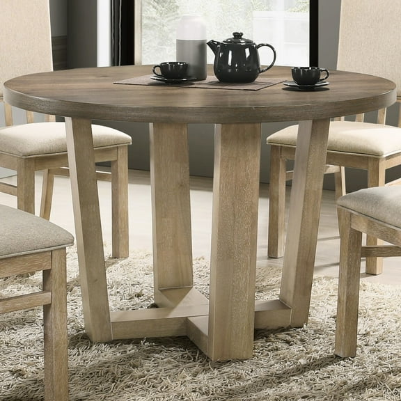 Walnut 47" Table With Solid Wood Base, Natural Grain And Distressed Finish Wide Appearance