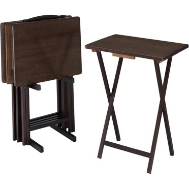 Mainstays Indoor Single Folding TV Tray Table – Walnut Finish, 19L X 15W X 26H Inches