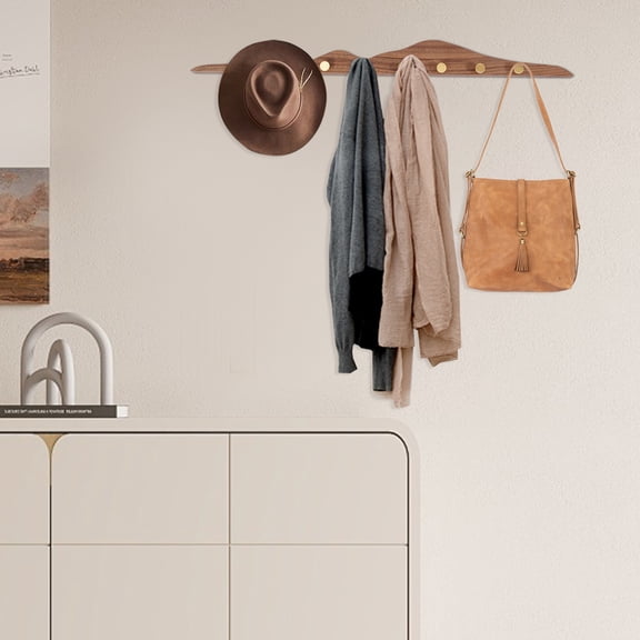 Walnut 80*8cm Wall-Mounted 8-Hook Coat Rack Punch-Free Hook Rack Wall Decoration Hook