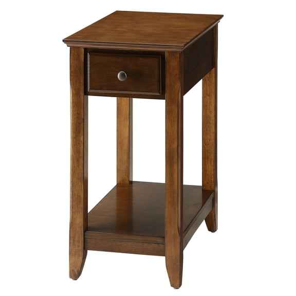 Walnut Accent Table with Drawer and Storage / Durable for Long - Term Home Use