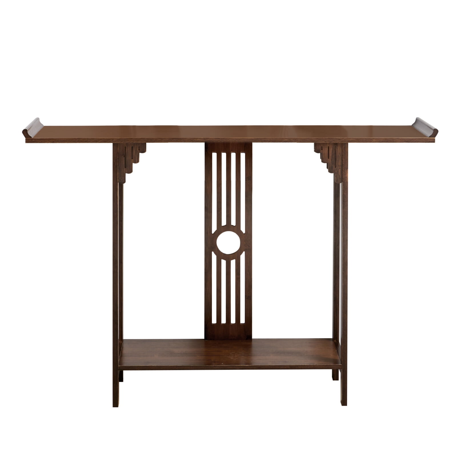 Walnut Bamboo Console Sofa Table, Vintage Sofa Table Narrow Long Console Table Japanese Style Entryway Table Hallway Table Couch Tablé Suitable for Home Living Room