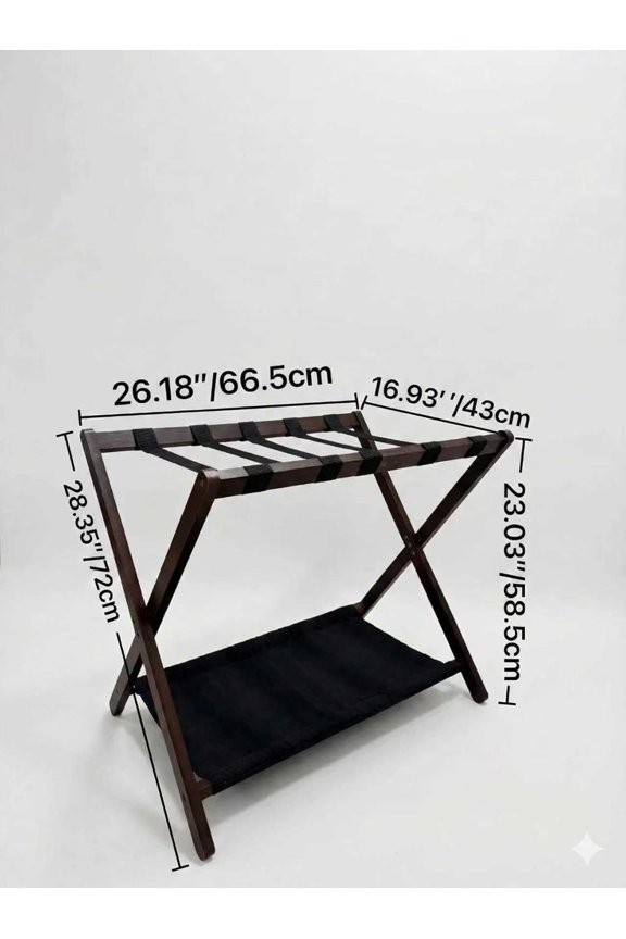 Walnut Bamboo Luggage Racks Set of 2 ,with 5 Nylon Straps, Foldable Double-Layer Storage Shelf26.18"L for Bedroom/Guest Room/Hotel (Walnut -2pack)$$Home Decor, Kitchen, & Other