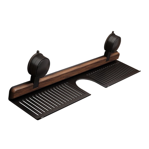 Walnut Bathroom Kitchen Suction Cup Shelf Wall Mounted Shelf Over Faucet Removable Faucet Organizers Wood Faucet Storage Rack Rack Home Decor