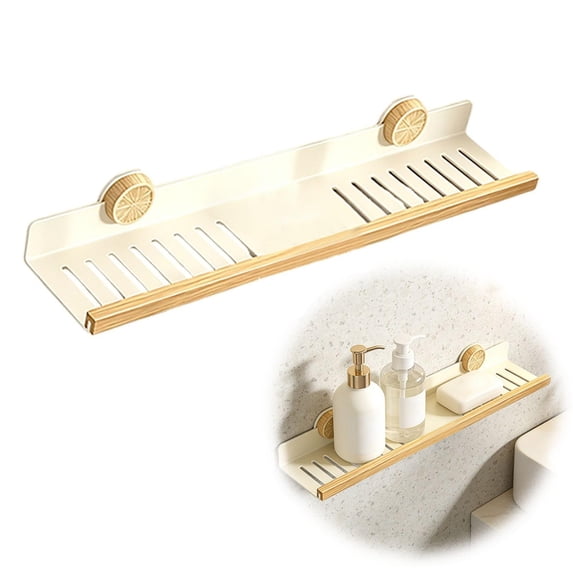 Walnut Bathroom Sinks Shelf Over Faucet, No-Drill Shower Caddy Suction Cup with Strong Adhesion, Stable Over Sinks Shower Rack, Detachable Wall Mounted Trays for Bathroom & Kitchen
