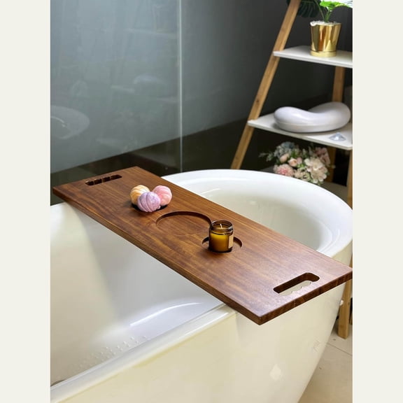 Walnut Bathtub Tray with Handles  Large Luxury Bath Caddy