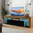 thumbnail image 1 of Walnut+Black TV Stand for 70 inch TV, Farmhouse Rustic Wooden Television Stands TV Cabinet Console Table with 16 Colors LED Lights, Living Room TV Buffet Cabinet with Storage, 63"L×14"W×18"H, 1 of 11