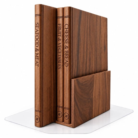 Walnut Book Cutting Board Set with Stand and Non-Slip Mat, 3 Boards, 13 x 10 x 0.81 in, Natural Wood