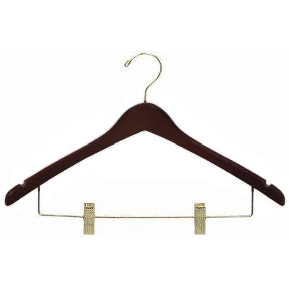 Walnut & Brass Contoured Combination Hanger