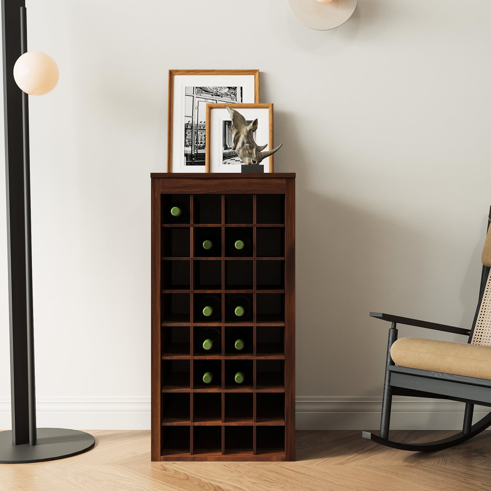 Curated visual reference: Visual Reference: Walnut Brown 32 Bottle Modular Wine Storage Unit A Great