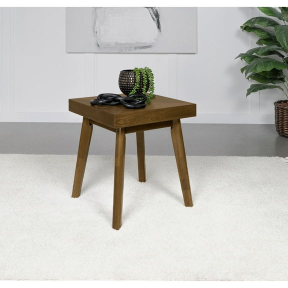 Walnut Brown Square Wood End Table with Mid-Century Modern Design, Timeless Sophistication, and Durable MDF Construction for Living Rooms & Entryways  Perfect for Homeowners & Interior Designers