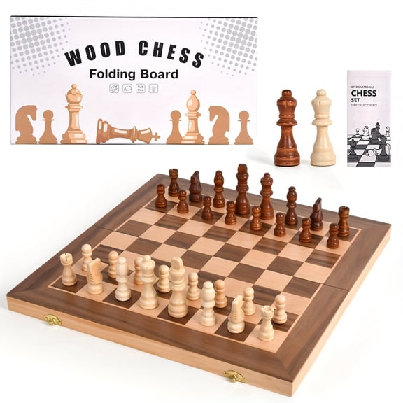 Walnut Chess Set | Suitable For Adults And Children | Retro Style Chessboard | Comes With Extra Pieces | Suitable For Parent-child Play, Enhances Parent-child Relationship