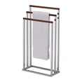 thumbnail image 1 of Pilaster Designs Preston Transitional Freestanding Bathroom Towel Rack Organizer - Chrome Metal and Walnut Wood, 1 of 2