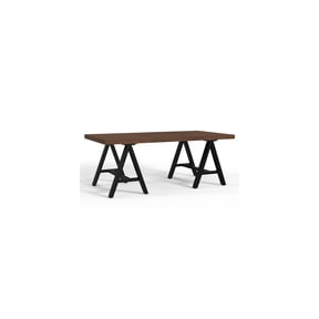 Walnut Coffee Table 48" Wide Solid Wood & Metal Base Industrial Living Room Table