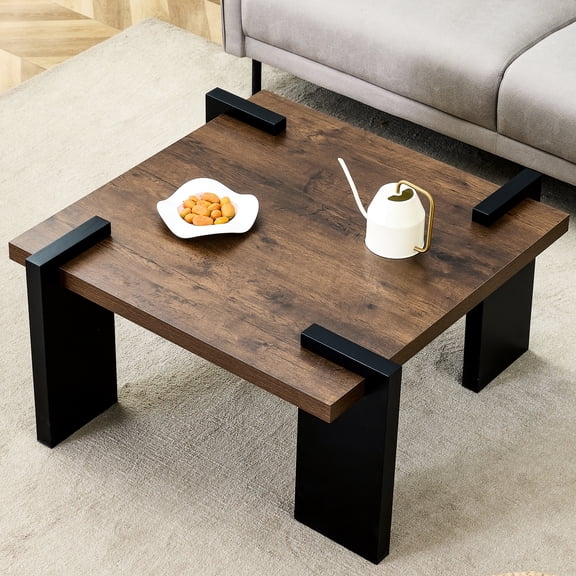 Walnut Coffee Table With Dark Surface Finish, 31.5*31.5*16.6 In, Elegant Design Wood Grain Table, Inches, Adds Character To Room