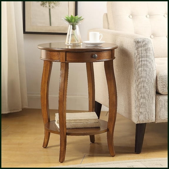 Walnut Coffee Table with Drawer & Bottom Shelf - Spacious Surface for Living Room, Sturdy Wood Legs