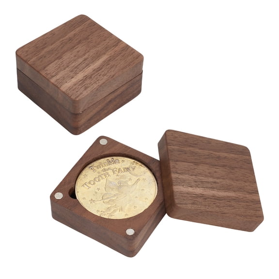 Walnut Coin Storage Box Square Sienna 48x48x25.5mm