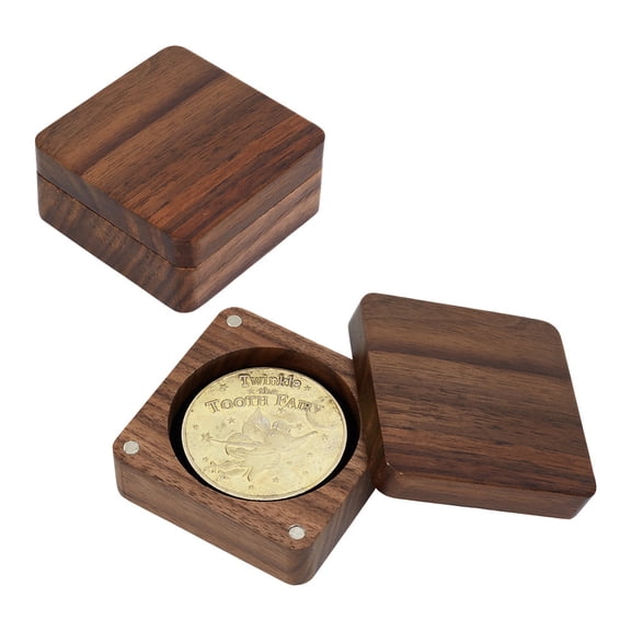 Walnut Coin Storage Box Square Sienna 55x55x25mm