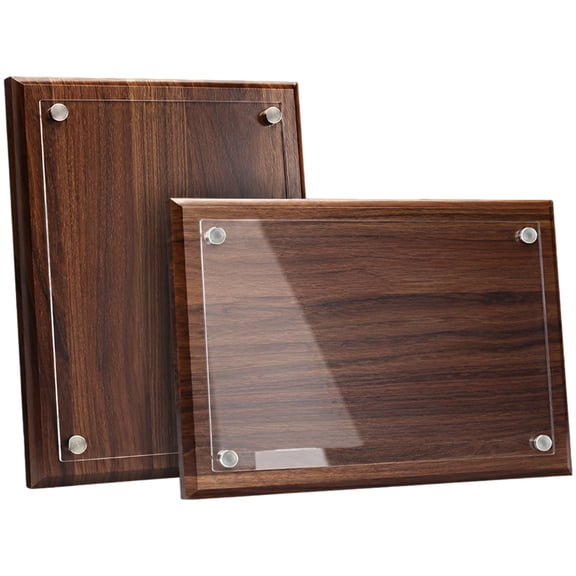 Walnut Color Certificate Frame for 5.8 x 8.3 in A5 Documents, Modern Document Holder with Acrylic Cover, Slide-in Certificate Plaque for Tabletop Display or Wall Mount in Office Home, 1 Pack