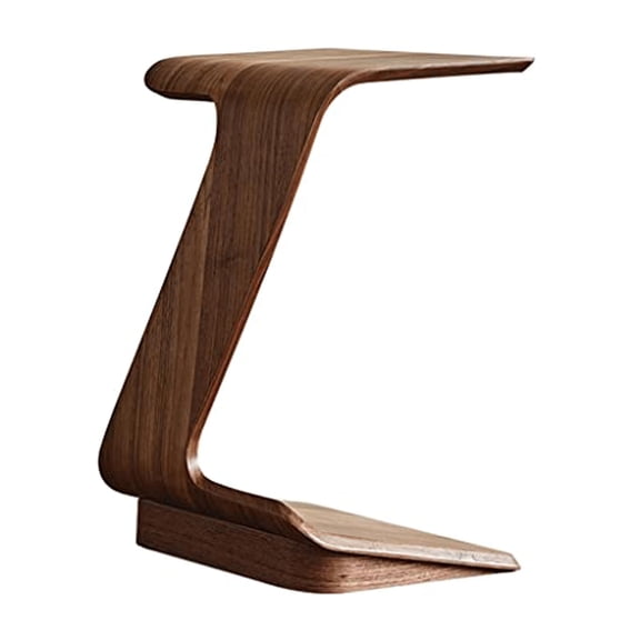 Walnut Color Modern Z-Shape Walnut Wood End Table for Living Room Bedroom