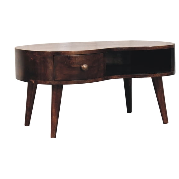 Walnut Colored Solid Wood Console Table With Style Coffee Color And Open Slot