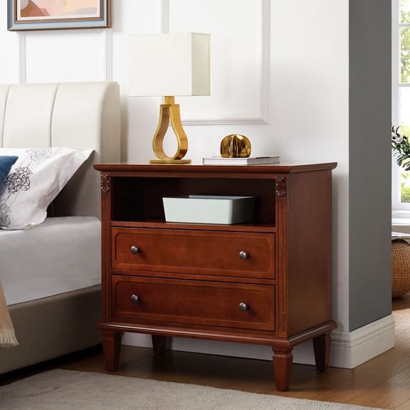 Walnut Colorway - Open Shelf Storage - Bedroom Side Table - Display and Store Items