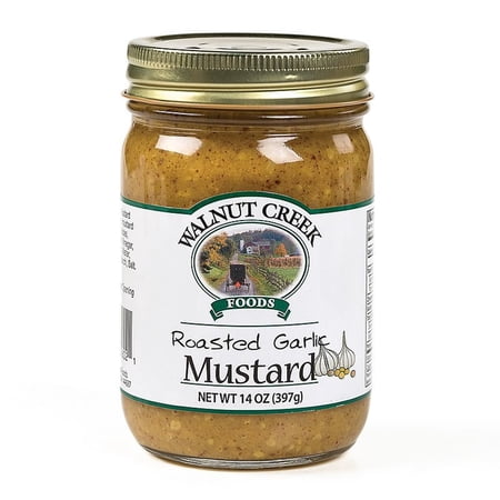 Walnut Creek Foods Artisan Mustard - Roasted Garlic Mustard, Tasty Condiment from Amish Country, Two 14 oz Jars