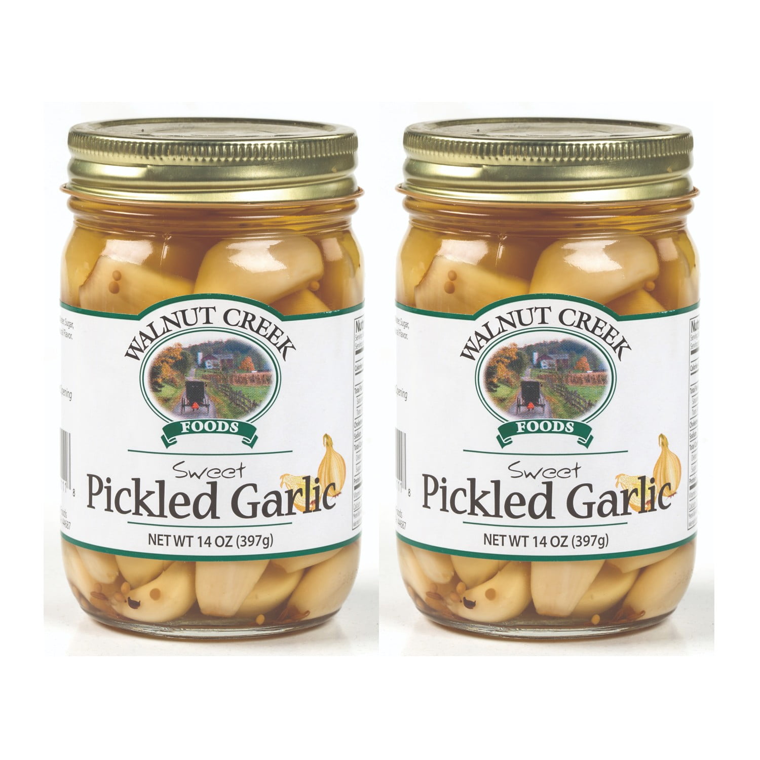 Walnut Creek Foods Pickled Garlic, Sweet, 2 14 Ounce Jars