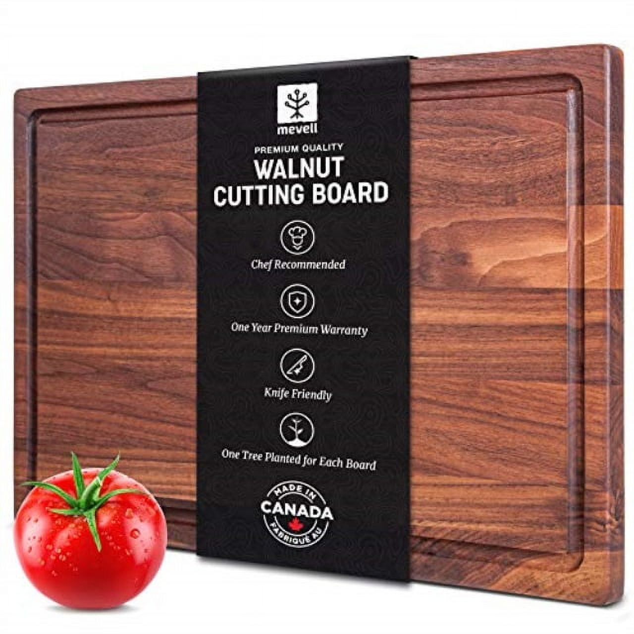 Large Walnut Reversible Wood Cutting Board with Juice Grooves