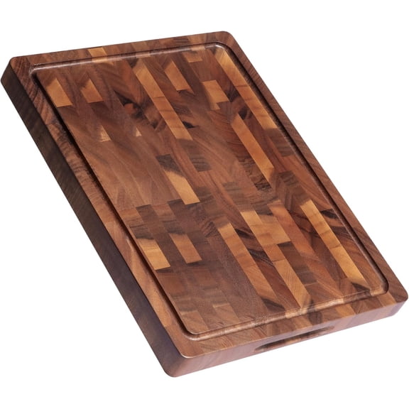 Walnut Cutting Boards for Kitchen Solid Wood End Grain 17"13"1" | Large Chopping Board Double Sided with Handle, Hardwood Charcuterie Butcher Block for Meal Prep & Serving with Gift Box