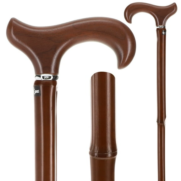 Royal RC Canes Elegant Walnut Derby Handle Walking Cane with Bamboo Shaft Stylish and Unique Silver Collar Cane Fashionable Walking Canes for Men and Women